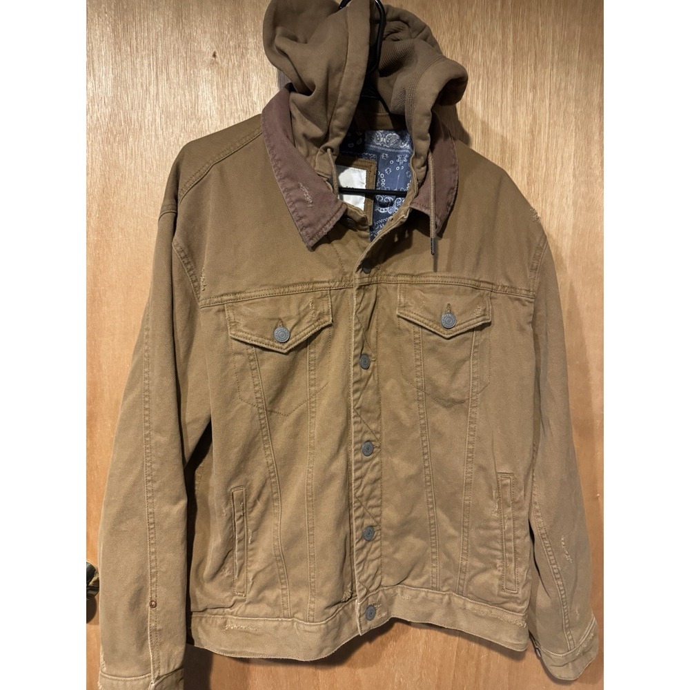American Eagle Outfitters Trucker Hooded Canvas Twill Jacket Flannel Lined XL